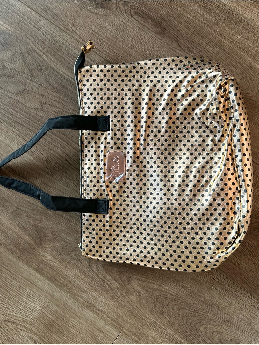 Delia’s Metallic Gold Polka Dot Tote Bag NWT